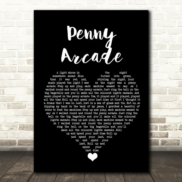 Roy Orbison Penny Arcade Black Heart Song Lyric Quote Music Print