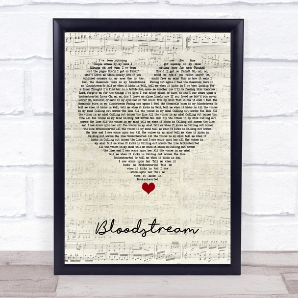 Ed Sheeran Bloodstream Script Heart Song Lyric Quote Music Print