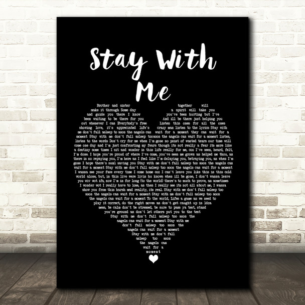 DJ Ironik Stay With Me Black Heart Song Lyric Quote Music Print