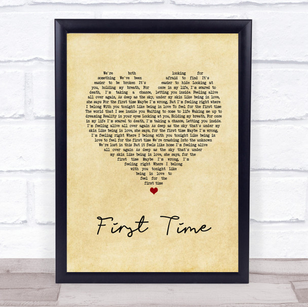 Lifehouse First Time Vintage Heart Song Lyric Quote Music Print