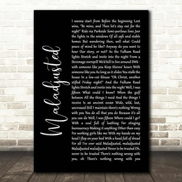 Morrissey Maladjusted Black Script Song Lyric Quote Music Print