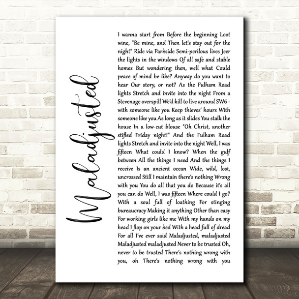 Morrissey Maladjusted White Script Song Lyric Quote Music Print