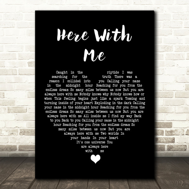Susie Suh Here With Me Black Heart Song Lyric Quote Music Print