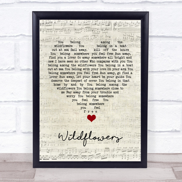 Tom Petty Wildflowers Script Heart Song Lyric Quote Music Print