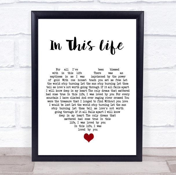 Westlife In This Life White Heart Song Lyric Quote Music Print