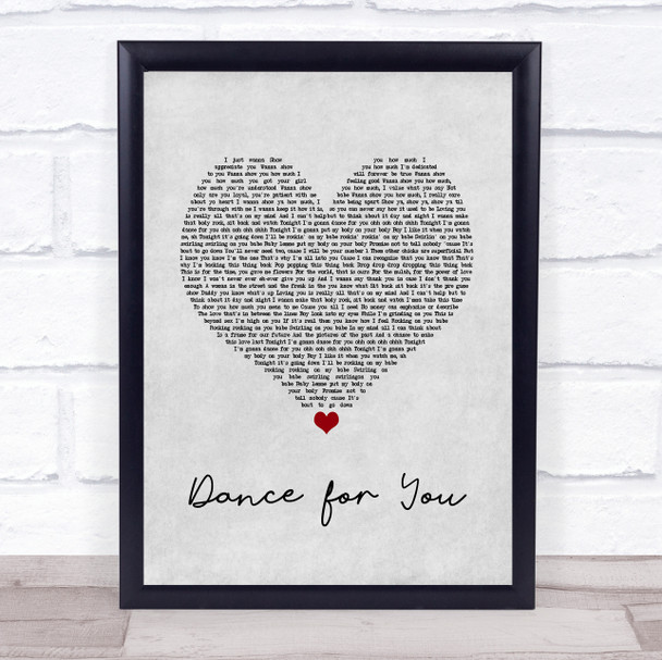 Beyoncé Dance for You Grey Heart Song Lyric Quote Music Print