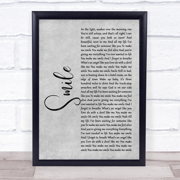 Sixx AM Smile Grey Rustic Script Song Lyric Quote Music Print