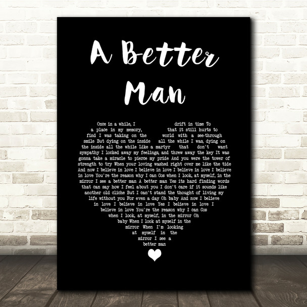 Thunder A Better Man Black Heart Song Lyric Quote Music Print