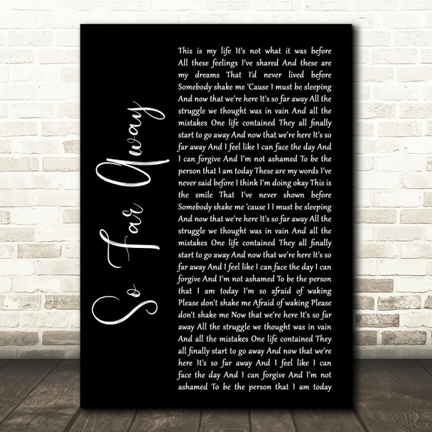 Staind So Far Away Black Script Song Lyric Quote Music Print