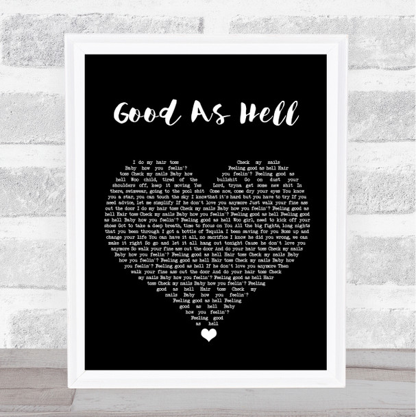 Lizzo Good As Hell Black Heart Song Lyric Quote Music Print