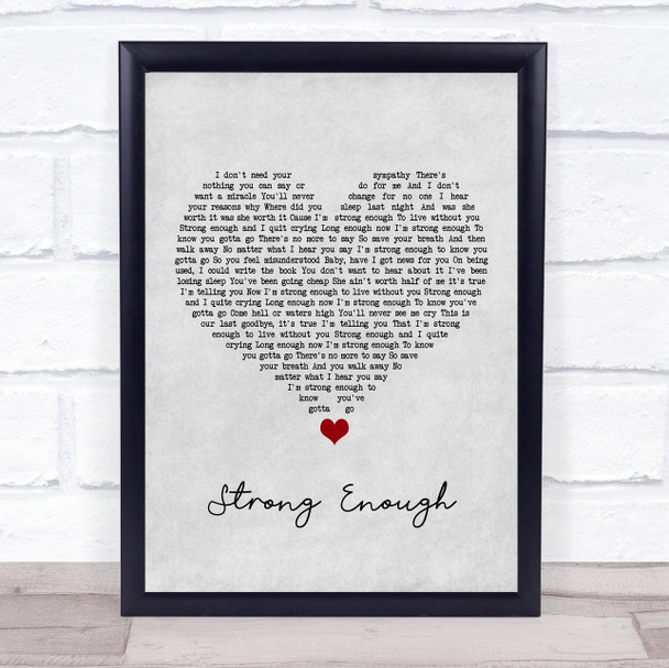 Cher Strong Enough Grey Heart Song Lyric Quote Music Print
