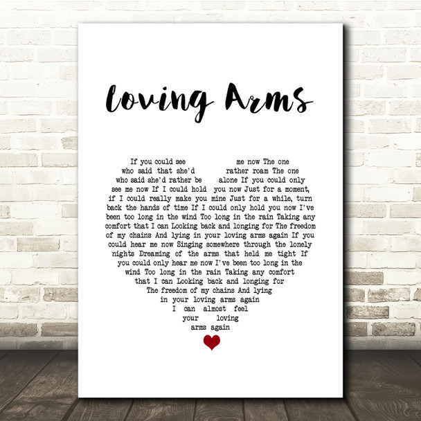 Paul Heaton & Jacqui Abbott Loving Arms White Heart Song Lyric Quote Music Print