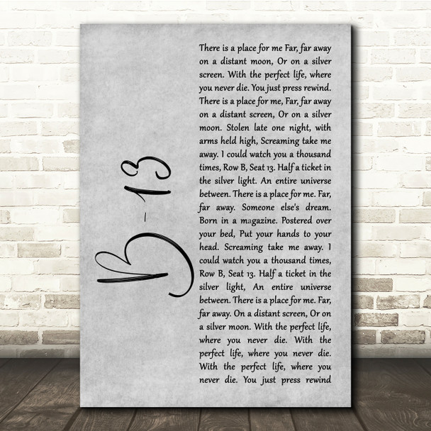 Jump Little Children B-13 Grey Rustic Script Song Lyric Quote Music Print