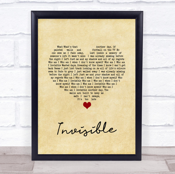 5 Seconds Of Summer Invisible Vintage Heart Song Lyric Quote Music Print