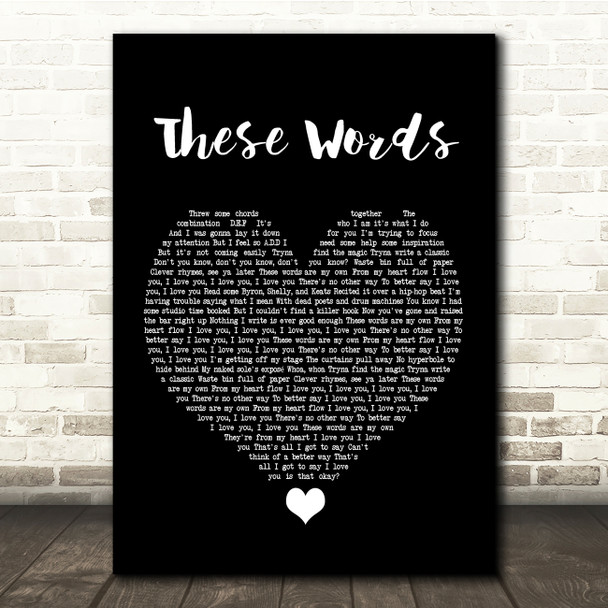 Natasha Bedingfield These Words Black Heart Song Lyric Quote Music Print