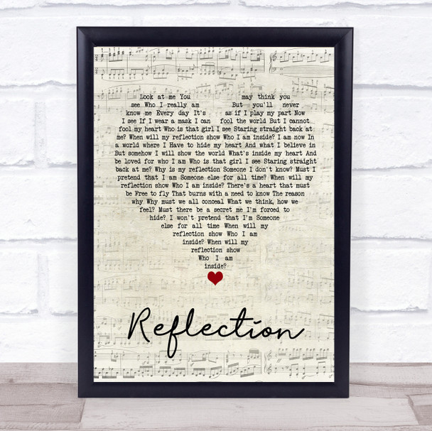 Christina Aguilera Reflection Script Heart Song Lyric Quote Music Print