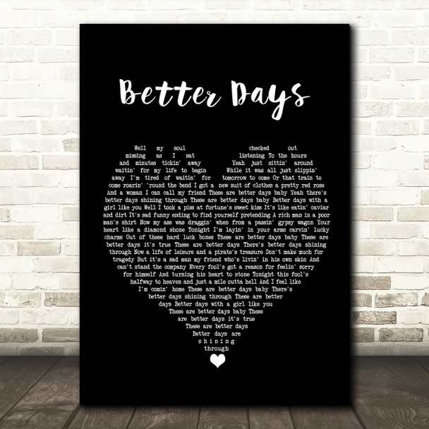 Bruce Springsteen Better Days Black Heart Song Lyric Quote Music Print