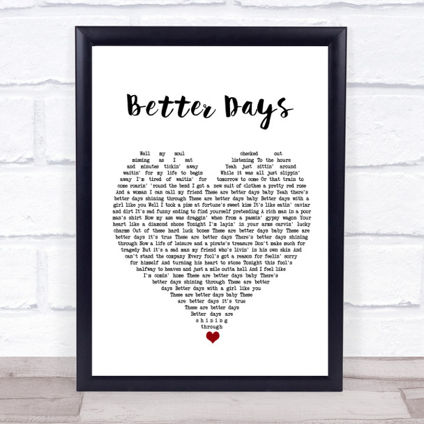 Bruce Springsteen Better Days White Heart Song Lyric Quote Music Print