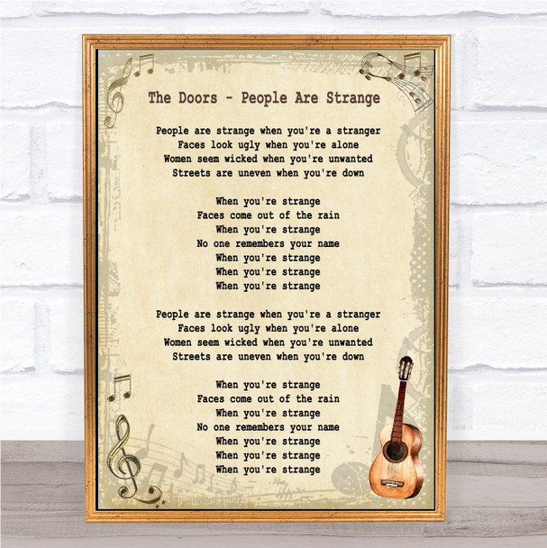 The Doors People Are Strange Song Lyric Vintage Quote Print