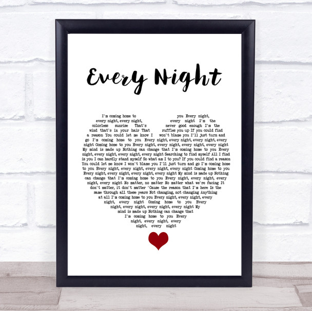 Imagine Dragons Every Night White Heart Song Lyric Quote Music Print