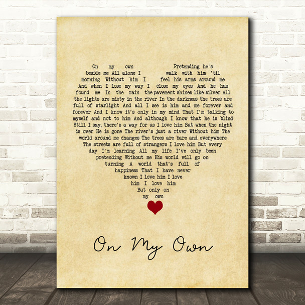 Les Misérables On My Own Vintage Heart Song Lyric Quote Music Print