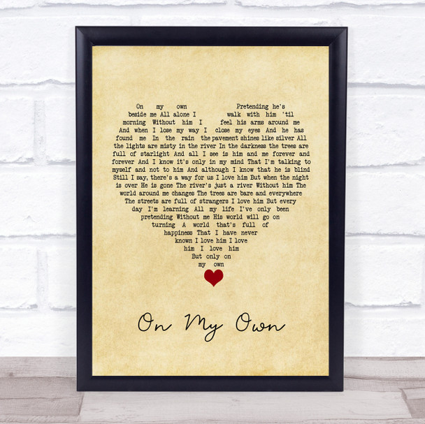 Les Misérables On My Own Vintage Heart Song Lyric Quote Music Print