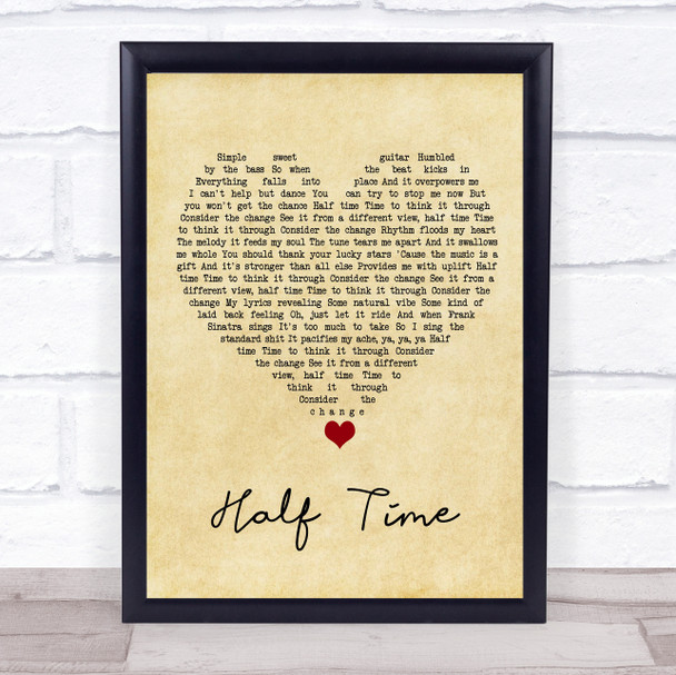 Amy Winehouse Half Time Vintage Heart Song Lyric Quote Music Print