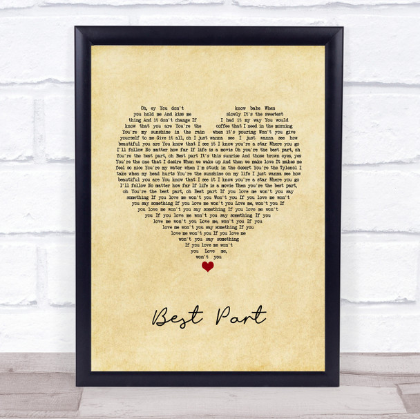 Daniel Caesar Best Part Vintage Heart Song Lyric Quote Music Print