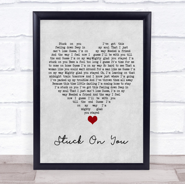 Lionel Richie Stuck On You Grey Heart Song Lyric Quote Music Print