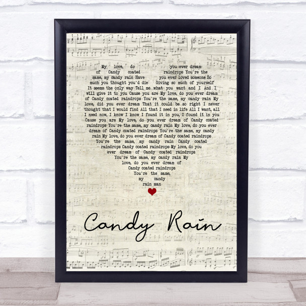 Soul For Real Candy Rain Script Heart Song Lyric Quote Music Print