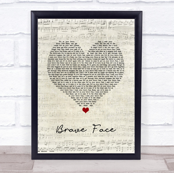 Frank Turner Brave Face Script Heart Song Lyric Quote Music Print