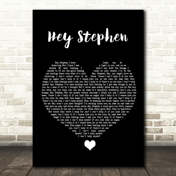 Taylor Swift Hey Stephen Black Heart Song Lyric Quote Music Print
