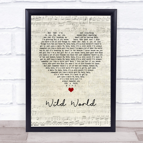 Cat Stevens Wild World Script Heart Song Lyric Quote Music Print