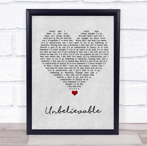 Craig David Unbelievable Grey Heart Song Lyric Quote Music Print