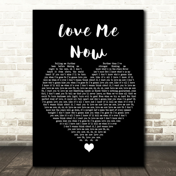 John Legend Love Me Now Black Heart Song Lyric Quote Music Print