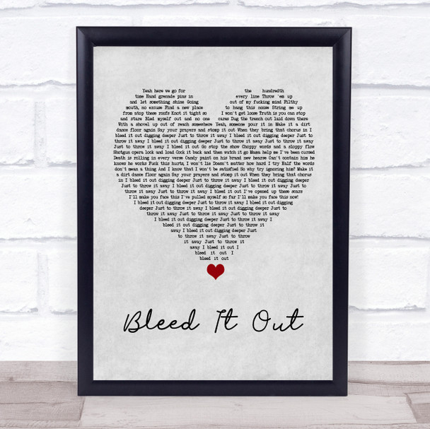 Linkin Park Bleed It Out Grey Heart Song Lyric Quote Music Print
