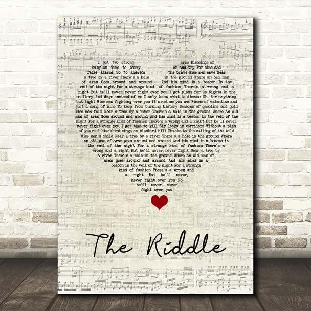 Nik Kershaw The Riddle Script Heart Song Lyric Quote Music Print