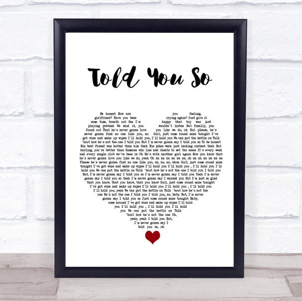 Little Mix Told You So White Heart Song Lyric Quote Music Print