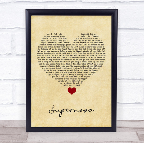 Mr Hudson Supernova Vintage Heart Song Lyric Quote Music Print