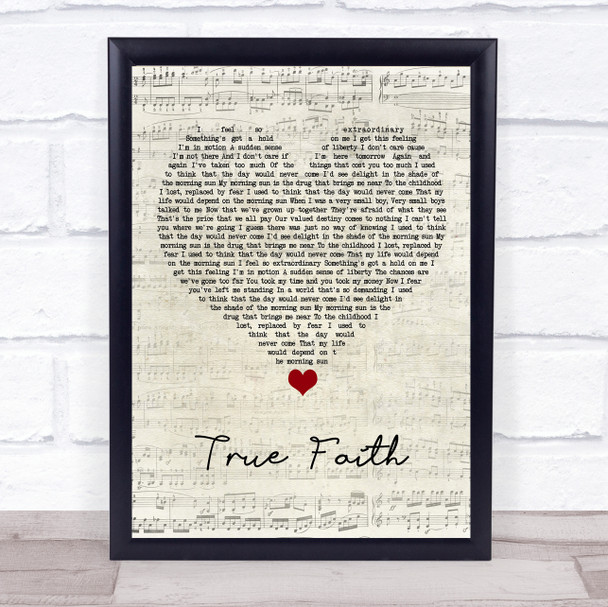 New Order True Faith Script Heart Song Lyric Quote Music Print