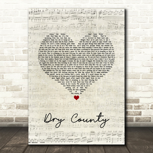 Bon Jovi Dry County Script Heart Song Lyric Quote Music Print