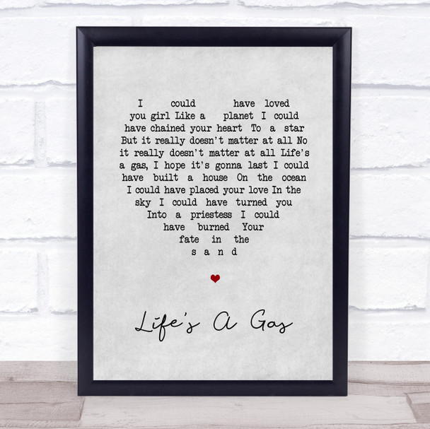 T. Rex Life's A Gas Grey Heart Song Lyric Quote Music Print