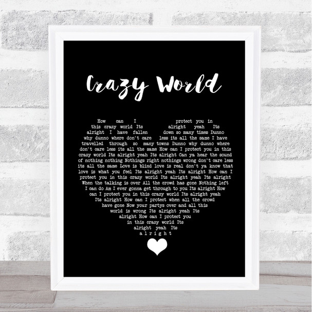 Aslan Crazy World Black Heart Song Lyric Quote Music Print