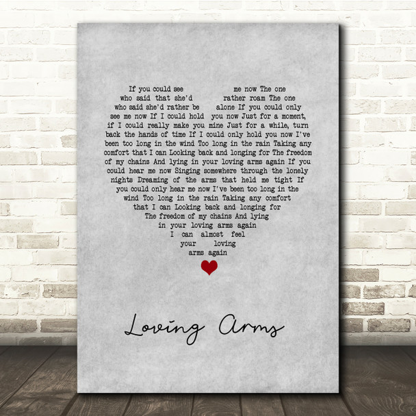 Paul Heaton & Jacqui Abbott Loving Arms Grey Heart Song Lyric Quote Music Print