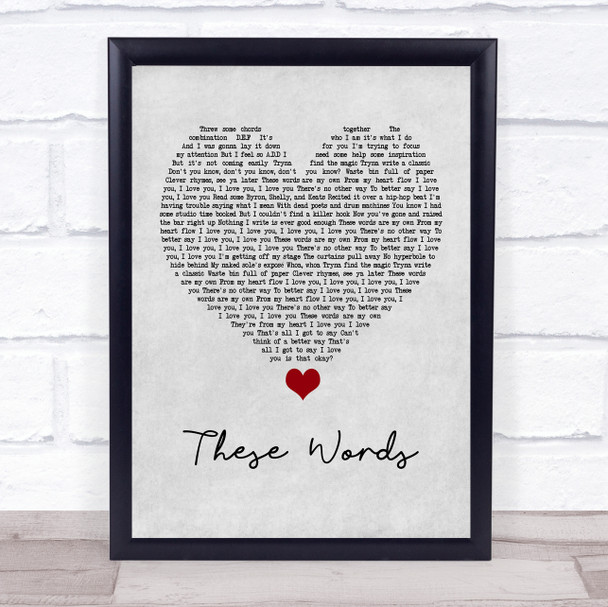 Natasha Bedingfield These Words Grey Heart Song Lyric Quote Music Print