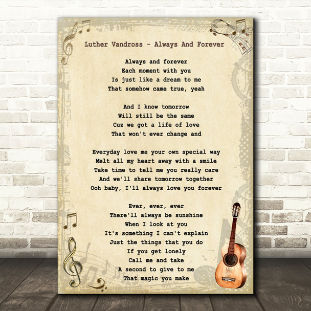 Luther Vandross - Always And Forever Song Lyric Guitar Quote Print