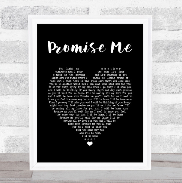 Beverley Craven Promise Me Black Heart Song Lyric Quote Music Print