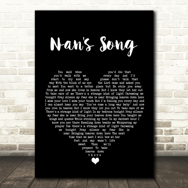 Robbie Williams Nan's Song Black Heart Song Lyric Quote Music Print