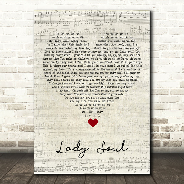 The Temptations Lady Soul Script Heart Song Lyric Quote Music Print