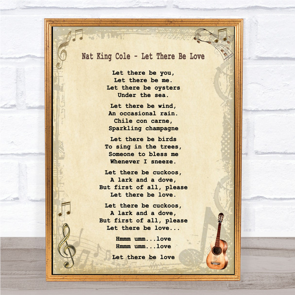 Nat King Cole - Let There Be Love Song Lyric Guitar Quote Print